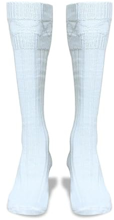 BELGLY Calzini da kilt da uomo Abbigliamento tradizionale scozzese delle Highland Calze da kilt in lana Scaldamuscoli casual per matrimoni e sport, bianco, L