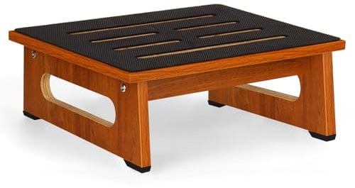 Ein Tritthocker aus Holz für Erwachsene und Senioren mit rutschfester Gummiauflage, für drinnen und draußen, 450 Ib, tragbarer Holzständer für Bad, Küche, Nachttisch und mehr (Nussbaum)