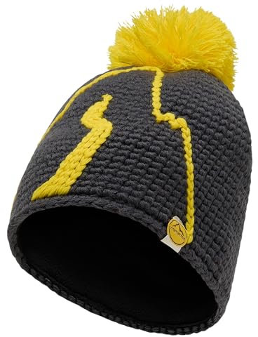 LA SPORTIVA Herren Damen Mütze Skimütze Strickmütze Bommelmütze Dorado Beanie, Farbe:Anthrazit, Größe:L/XL, Artikel:-900100 Carbon/Yellow