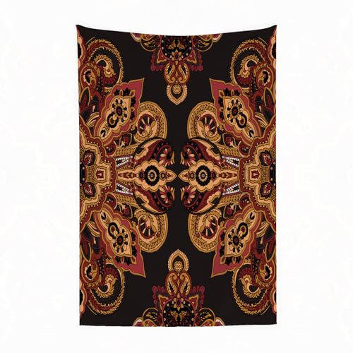 EYLOZS Kuscheldecke flauschig & super weich - hochwertige Fleecedecke auch als Wohndecke,Sofadecke & Wohnzimmer geeignet, Mandala-Paisley-Muster. Orientalisches ethnisches Ornament in Burgund130x150cm