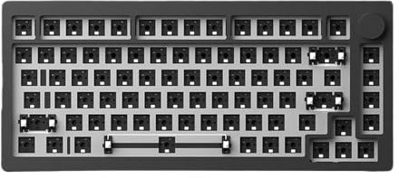 TRyYCB 75 Percent Three Mode Mechanical Keyboard DIY Kit For ANSI ISO Layout Hot Swap RGB Gasket Mount Aluminum Barebones Compatible With V3(ANSI-Black Wireless)