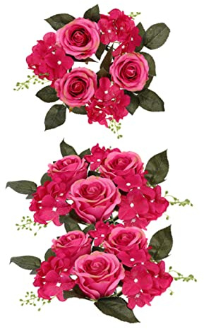 3 Stück Künstlicher Rosen Kerzenring aus Kunststoff und Stoff | Tischdekoration für Hochzeit und Arrangement, Leicht Tragbar, Fotogen, Zarte Farben, Realistische Form