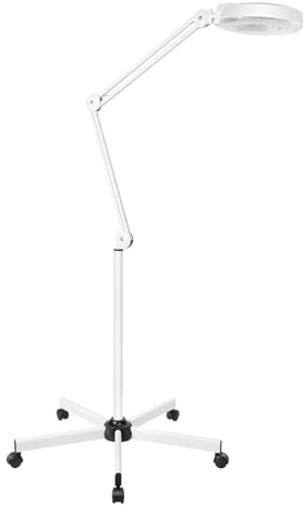LED Lupenleuchte Kosmetik mit Standfuß, 8X LED Lupenlampe, Mit Rollstativ Lupenleuchte Kosmetiklampe Arbeitsplatzlampe, für Kosmetikerinnen, Stickerinnen, Zahnärzte usw