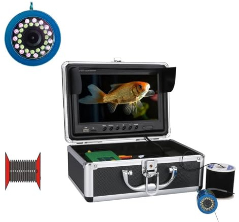 DIGNIFE Angelkamera, Doppel Lampe 9 Zoll DVR Recorder 15M 30M 1000TVL15 stücke Weiße LEDs + 15 stücke Infrarot Lampe for EIS/Meer/Fluss Unterwasser Angeln Kamera(15M)