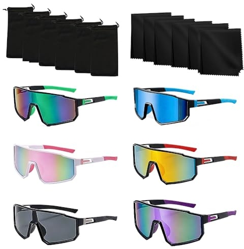 SKIKHN 6 Stück Sport Sonnenbrille, Schnelle Brille, Fahrradbrille Winddicht Herren Damen, UV400 Anti-UV Schutz Polarisiert Fahrradbrille für MTB Rennrad Radfahren Biking Golf Ski Laufen Angeln