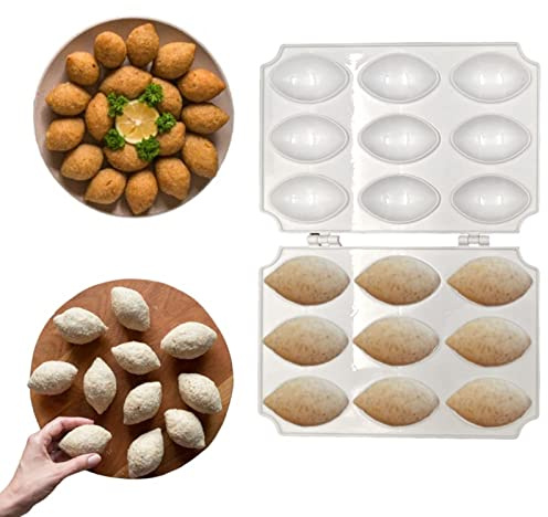 Kibbeh Rollen Maker Form, 7cm pro Gitter (9 Gitter) | Fleischbällchen Formen Prozessor, Manuelle Hackbraten Maker Presse, DIY Hausgemachter Kibbeh Rolls Maker Küchenzubehör