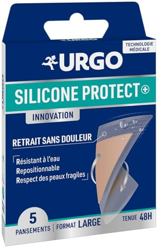 Urgo Pansements Silicone plaies superficielles Peaux Fragiles Format Large | Plaies post-opératoires, Protection des sutures - Repositionnable et Conformable