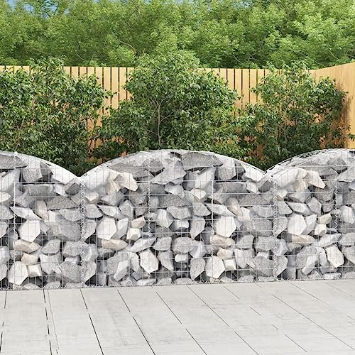 mtlskopl Gabion - Arc haut - 150 x 50 x 80/100 cm - Fil galvanisé - 3,5 mm - Décoration de jardin - Protection contre le bruit