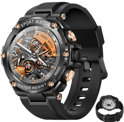 Kuisoe StahIlgear Titan Pro - StahIlgear Titan Pro Men's Smartwatch, Robuste Herren Smartwatch mit Anruf und Nachrichtenanzeige für Arbeit und OutdoorSmartwatch Herren (Schwarz)
