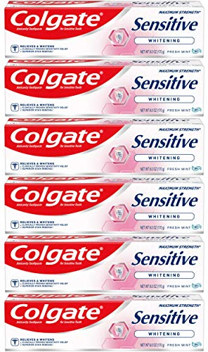 Colgate Sensitive Maximum Strength Whitening Zahnpasta, Minze, 170 ml (6 Stück)
