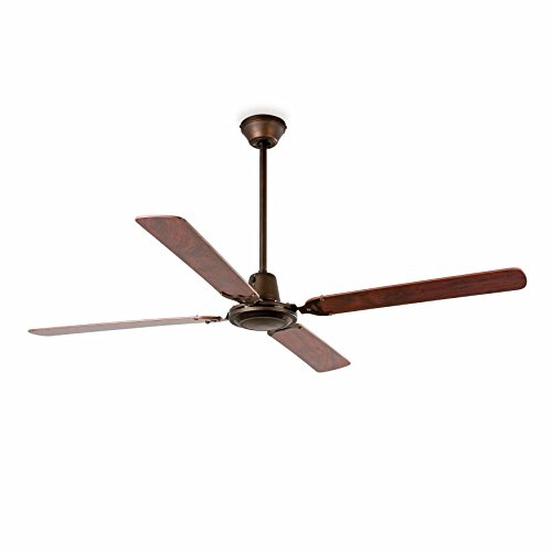 Faro Barcelona Malvinas 33111 - Ventilatore da soffitto marrone ossido, senza luce, fabbricato in acciaio e pale di legno Plywood