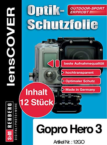 lensCOVER Action Kamera Schutzfolie GoPro Hero 3, Optik Schutzfolie (12 Stück) für das Außen Gehäuse
