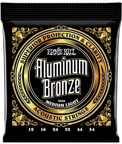 Ernie Ball Medium Light - Cuerdas para guitarra acústica, bronce y aluminio, calibre 12-54