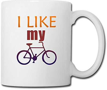 I Like My Bike Ceramic Coffee Mug, White,14 Ounces