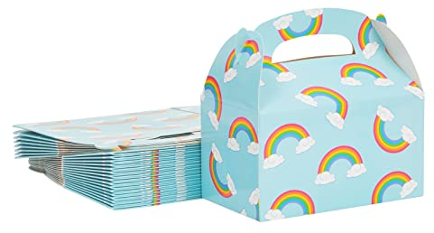 BLUE PANDA Lot de 24 boîtes alimentaires arc-en-ciel avec poignée pour fête d'anniversaire d'enfants, cadeaux, friandises, 15,7 x 8,9 x 9,1 cm