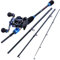 Sougayilang Angelrolle und Angelruten-Combos, 24-Tonnen-Angelruten mit Baitcastingrolle, 7.0: 1-Ausrüstung für die Reise -2.1M Rod with Left Handed Reel