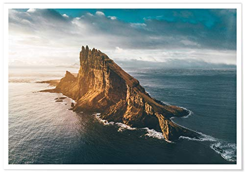 Panorama Poster Faroe Islands 70 x 50 cm - Gedruckt auf 250g-Papier - Nature Wanbilder - Papierplakat Zen Wohnzimmer