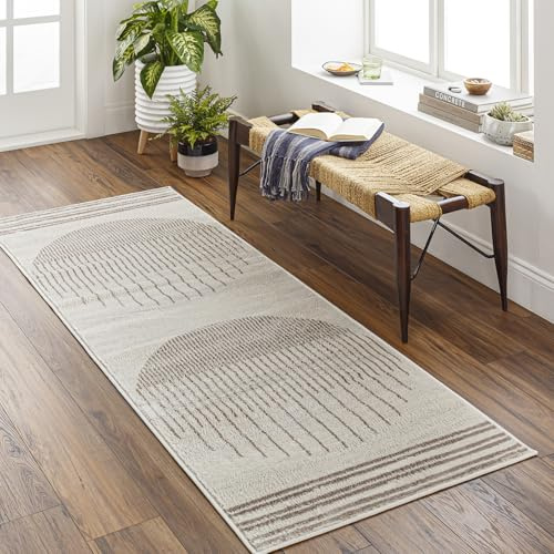 Livabliss Nairobi Geometric Rug - Scandi Runner Rugs Living Room 80x220 cm, Hallway, Kitchen - Neutral, Patterned Carpet Runners, Boho Style, Easy Care - Large Rug, Brown, Cream and Brown