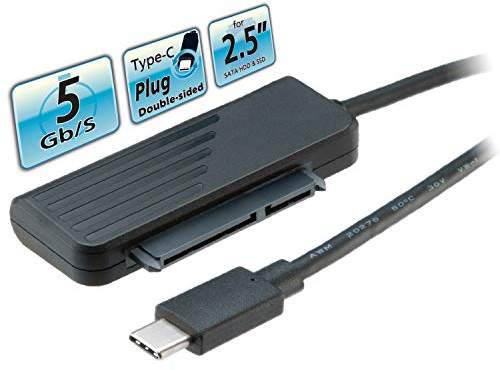 Akasa USB 3.1 Gen 1 Adapter Cable for 2.5 SATA SSD & HDD | Type-C to SATA I/II/III | 5Gbps | 20cm | AK-AU3-06BK
