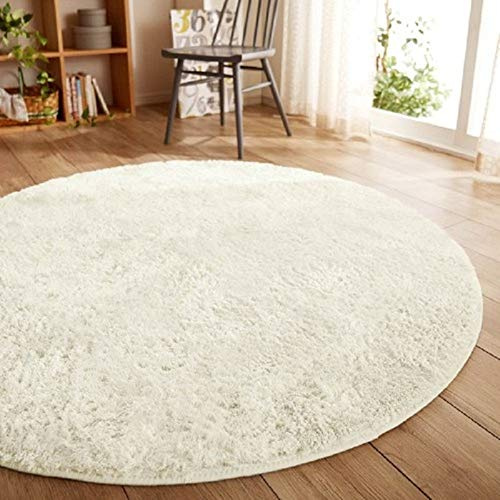 FANSU Tapis Rond Chambre à Coucher Salon Paillasson d'Entrée Décorent Tapis en Peluche Interieur Anti Slip Absorbant Antidérapant Lavable (160cm,Blanc Laiteux)