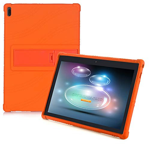 HminSen Funda para tablet Lenovo Tab E10 (TB-X104F), apta para niños, de silicona suave, ajustable, función atril para Lenovo Tab 4 10 / Tab 4 10 Plus (naranja)