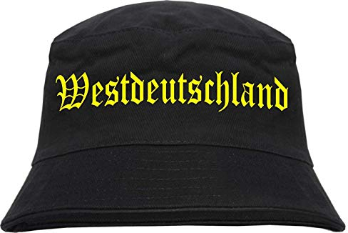 sostex Westdeutschland Fischerhut - Druckfarbe Gelb - Bucket Hat S/M Schwarz