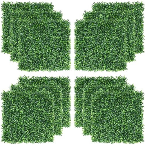 Yaheetech 12PCS Artificial Boxwood Hedge Panel, Faux Square Green Leave Privacy Fence Screen Plastic Privacy Ivy Screening Expanding Topiary Wall Garden Fence, Indoor & Outdoor Decoration, 50x50cm