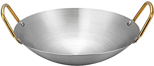 YRHH Wok en Acier Inoxydable, Poêle De Chef Antiadhésive Résistante Aux Rayures, Poêle Sèche Domestique, Marmite, Marmite Extérieure-24cm