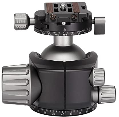 Leofoto Stativ-Kugelkopf LH-55R, Dual-Panoramafunktion + Schnellwechselplatte NP-60