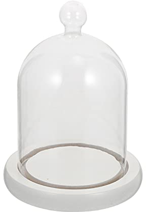 Glass Glasglocke, Glockenglocke, Glasglocke, Kuppel mit Holzsockel, für Kuchen, Lebensmittel Kerzen, Vitrine