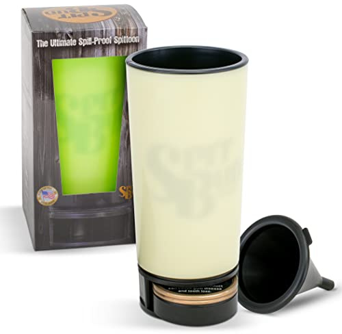 Spit Bud GlowBud The Ultimate Spittoon for Chew - Portable Dip & Snuff Cup with Lid, Pop Tab, Spill-Proof Funnel, Can Cutter & Holder - Fit in Cup Holders - Holds 8oz - Made in USA