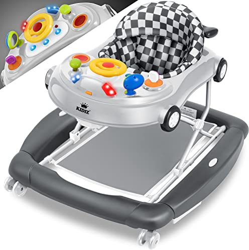 KIDIZ® 4in1 Lauflernhilfe Babywalker Spiel- und Lauflernwagen Gehfrei - Schaukelfunktion Babywippe mit Rollen, Licht, Musik,Spielecenter Esstisch Laufstuhl Laufhilfe babys ab 6 Monaten Klappbar