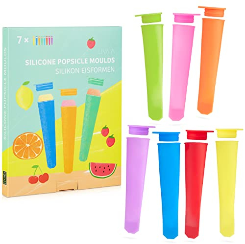 7 moules en silicone colorés pour la glace - Set de moules pour de délicieuses glaces à l'eau - LIVAIA