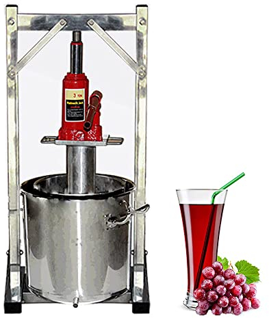 MNSRRN Presse à Raisin, broyeur de Fruits Broyeur Outils de vinification en Acier Inoxydable Appuyez sur la Presse à vin Apple Press Press Press Jack avec Stand and Barel,36L