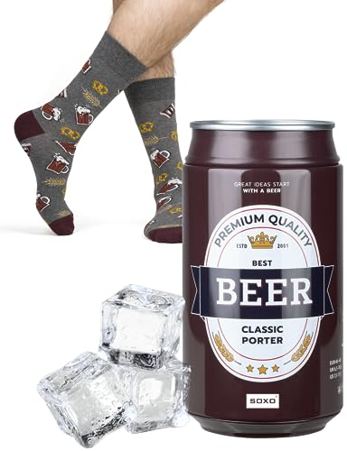 soxo Dose Socken Herren Bier Geschenke Für Männer Lustige Geschenk Sommer Socks Men 40-45 Classic Porter2 1 Paar