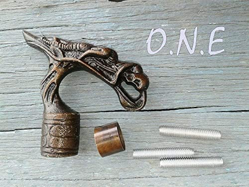 Riyex Drachenkopf Vintage Antik Griff nur für Gehstock, Braun