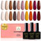 Yueshop 10PCS UV Gel Nail Polish Set- Nude Pink Beige Brown Yellow Brown Red Brown Nail Polish,Autumn Winter Gel Nail Varnish Soak Off UV Gel Polish Kit Nail Art Design 8ml
