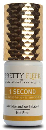 PRETTY FLEEK | Professional Lash Adhesive | Ultra Strong Eyelash Extension Glue 1.0s | Fast Drying | Retention 30-45 Days | Low/Mild Smell & Irritant | 5ml | Adhesive Glue | For Lash Techs