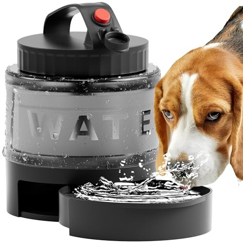 Dog Water Bottle 54OZ, Portable Dog Water Bowl Dispenser for Walking Camping Dog Park Road Trip, Travel Water Jug and Bowl- BPA Free Black