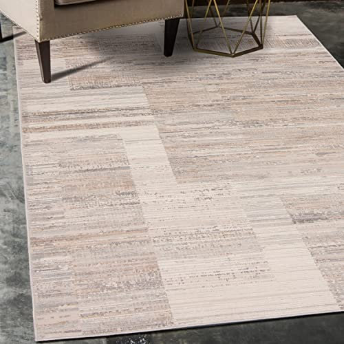 Mazovia Alfombra Moderno - Diseño Moderno de Salón Grande - Pelo Corto - Alfombras de Habitación de Matrimonio, Dormitorio y Comedor - Motivo Abstracto Vintage - Beige 120x170 cm