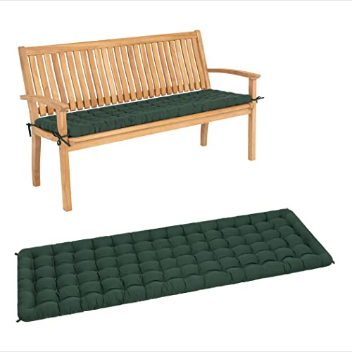 HAVE A SEAT Living - Gartenbank Auflage 150 cm - Bequeme Bankauflage Outdoor, 7 cm Dick - Waschbar bis 95°C, Orthopädisch, Wetterfest - Made in Germany (150x48 cm, Moosgrün)