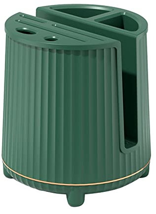 Multifunctional Rotating Knife Holder, Kitchen Counter Organization Knife Block, Green Plastic Kitchen Knife Storage, 8.5in Knife Block, Large Knife Rack for Knives, Chopsticks, Chopping(Dark Green)