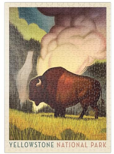 MyPuzzle Yellowstone National Park: Art Deco Bison, Vintage Poster - Premium 500 Teile Puzzle - MyPuzzle Sonderkollektion von Anderson Design Group