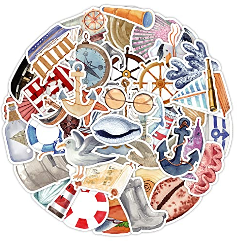 Navigation Aufkleber für Laptop (50 PCS),Geschenk für Kinder Jugendliche Erwachsene Jungen,Sailing Stickers Wasserdicht Vinyl Aufkleber für Scrapbook,Skateboard,Auto,Gepäck