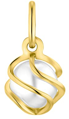 Amor Motivanhänger Damen Anhänger, mit Wachsperle, 1,3 cm, Gold, Kommt in Schmuck Geschenk Box, 2013531