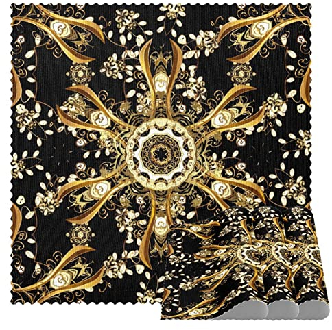 Goldenes barockes Blumenornament Tischsets, 1er-Set, für Esstisch, waschbar, rutschfest, Tischset für Weihnachten, Feiertage, Geburtstag, Party, Tisch