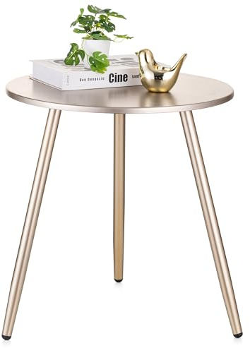 Hanobe Side Table Small Round: Modern Gold End Tables for Living Room Coffee Table for Bedroom Mini Circle Table Plant Stand Small Space