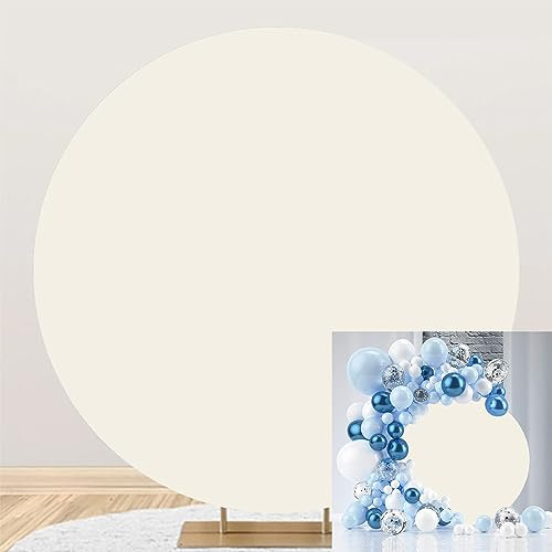 200cm runde beige Fotohintergrundkulisse für Jungen und Mädchen Geburtstag Babyparty Taufe Fotohintergrund (ohne Bogen), Hochzeit, Brautparty Banner Porträt-Fotorequisite