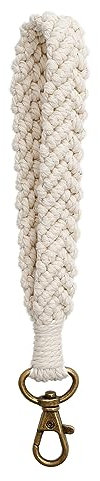 AOKSUNOVA Schlüsselanhänger Frau Weiß Makramee Wristlet Keychain Schlüsselband Kurz Armband Schlüsselbund Damen
