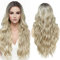 PARXITN Lange Wellige Synthetik Perücke 60cm Lace Front Mittelscheitel Natürliche Synthetische Haar Perücke Tägliche Party Cosplay Tragen Perücken Damen